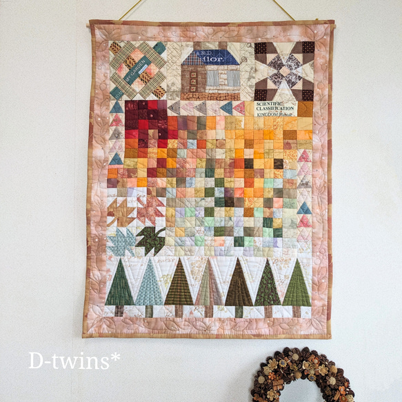 予約品☆四季の森☆秋のパッチワークキルトタペストリー タペストリー