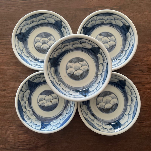 伊万里染付花紋なます皿 5枚組 お椀・ボウル・鉢 antique art nozomi