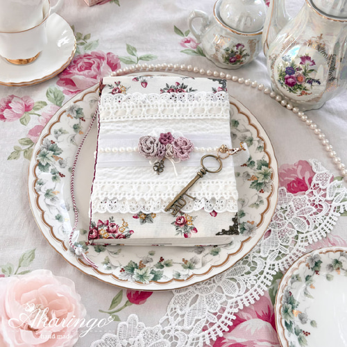 タティングレースの薔薇 ブックカバー ノートカバー【B6/単行本サイズ