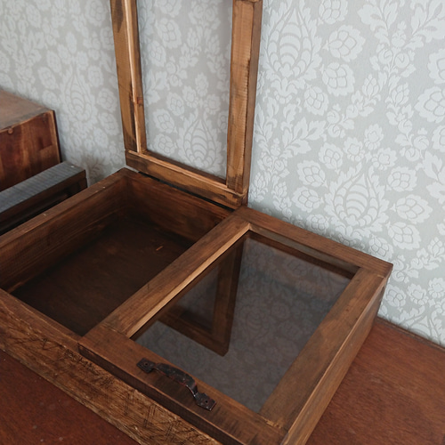 レトロ調な駄菓子ケース風木箱 棚・シェルフ・ラック wood works 4403