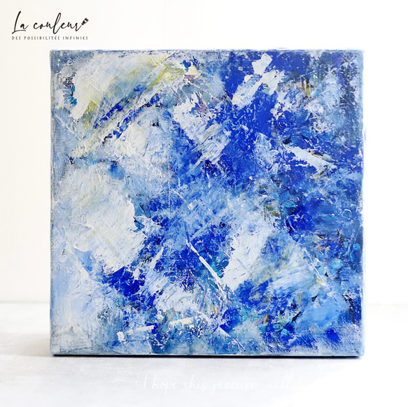 原画】抽象画 群青 273×273mm 絵画 キャンバス ましかく 送料無料 絵画