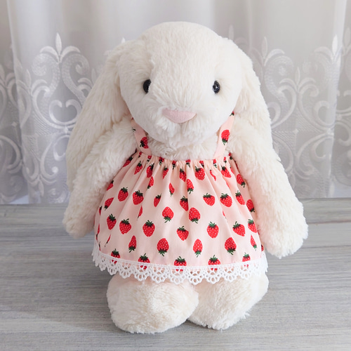 ◇ピンクいちごのレースキャミスモック*ぬいぐるみ服ジェリーキャット