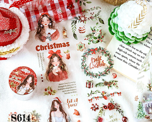 ☆SALE☆【S614コラージュ素材】海外PETテープ クリスマス 人物