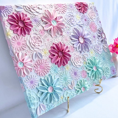 受注制作 オーダー テクスチャーアート 絵画 花の絵 フラワーアート