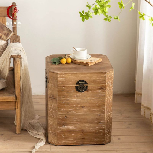 収納ボックス サイドテーブル 木製 大容量 レトロ風 ヴィンテージ風