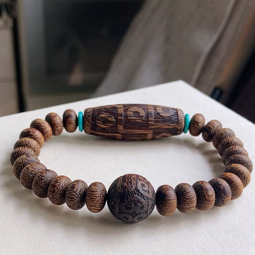 天然木 天然沉香木 ブレスレット ブレスレット 沉香木九眼天珠 沉香木