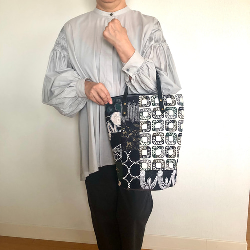 一点物 送料無料 ミナペルホネン バケツ型トートバッグ ハンドメイド