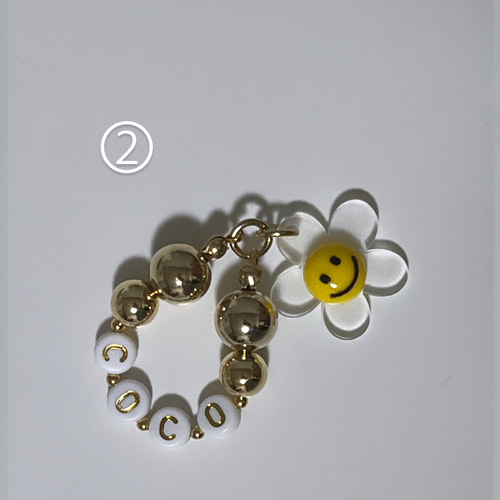 スマホストラップ スマホアクセサリー ②ニコちゃん チャーム付 ※4文字