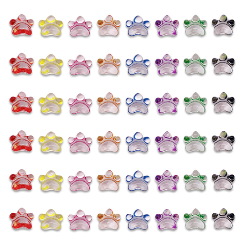 ネイルパーツ 猫 肉球 動物 5mm 小さめ ミックス 100個 透明 樹脂