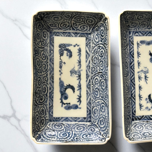 古伊万里蛸唐草紋様角長皿5枚 江戸中期 長皿 antique art nozomi 通販