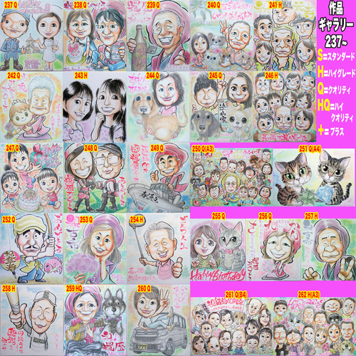 そっくりでかわいいプロの手描き似顔絵オーダーメイド:仲良し家族を