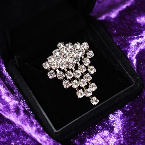 シルバーメタル クリアラインストーン スウィング ヴィンテージ