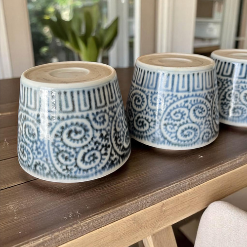 古伊万里染付蛸唐草紋様 蕎麦猪口 4客セット お椀・ボウル・鉢 antique