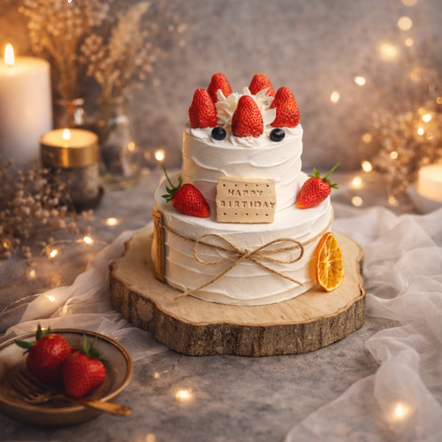 イチゴのクレイケーキ 2段飾り付き バースデー 誕生日 ウェディング