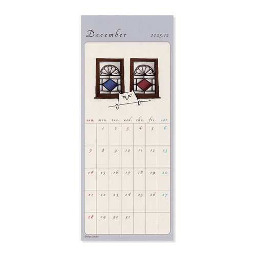 しろねこと昭和レトロなイラスト付きカレンダー2025（縦長