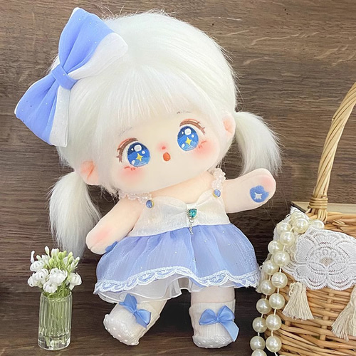 20cmぬいぐるみ 着せ替えぬいぐるみ そら 白髪青目 ツインテールかつら