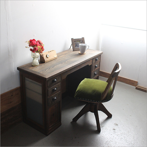 日本のアンティーク家具 大正ロマン ワークデスク リメイク品 机 書斎