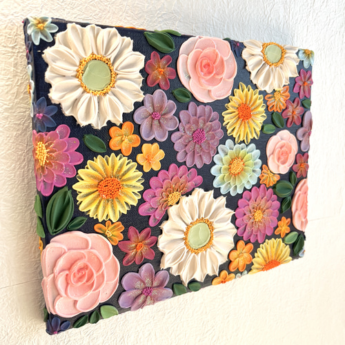 テクスチャーアート 絵画 花の絵 フラワーアート インテリアアート