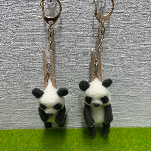 羊毛フェルト つままれパンダ キーホルダー 羊毛フェルト toiro 通販