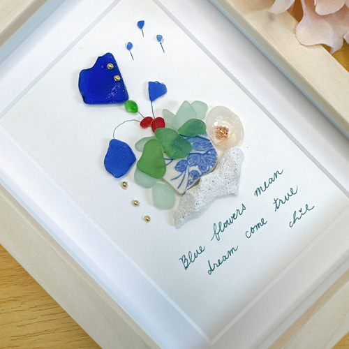 シーグラスアート no.22 海風を感じて フラワー インテリア雑貨 アート