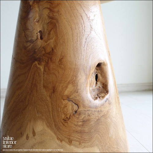 一枚板 チーク無垢材 プリミティブサイドテーブルN 一点物 丸テーブル