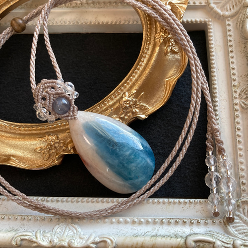 アクアマリンインクォーツ（シリカ母岩つきアクアマリン） マクラメ