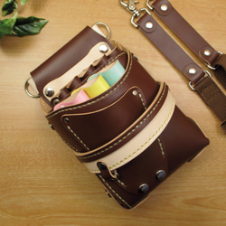 トリマー向き】 本革 8丁差し シザーケース (キャメル×ナチュラル