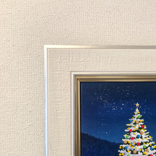 アクリル画 原画 「ホワイトクリスマス07」額縁付 F3サイズ キャンバス