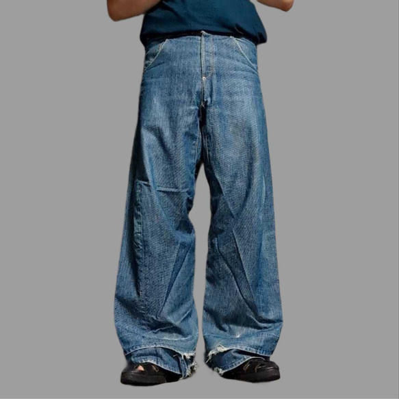 ⑪オリジナル リメイク デニム 3D ジーンズ ワイドフレア ハカマパンツ