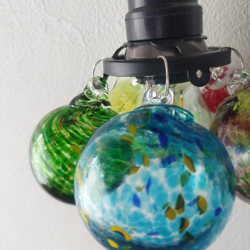 レトロ感漂うバブルボールガラスペンダントライトSカラフルバブル