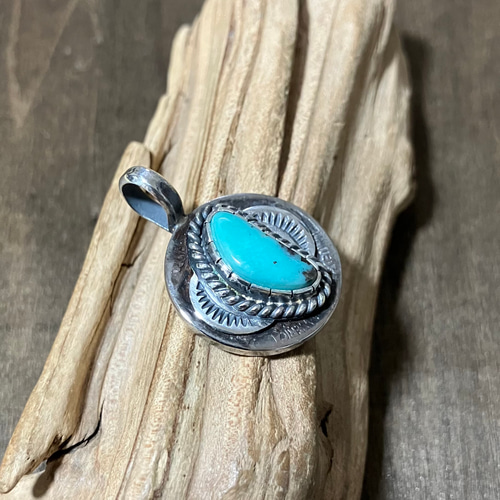 キングマン ターコイズ ヴィンテージコイン シルバー ネックレス