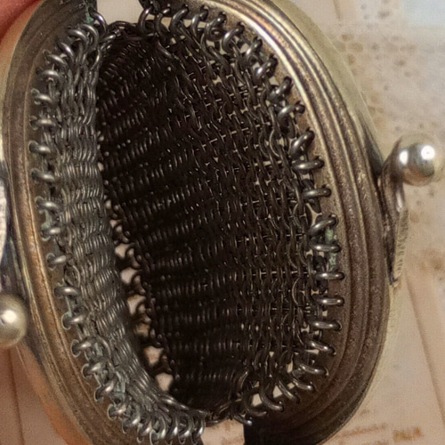 シルバーメタル メッシュコインパース シャトレーン フランス