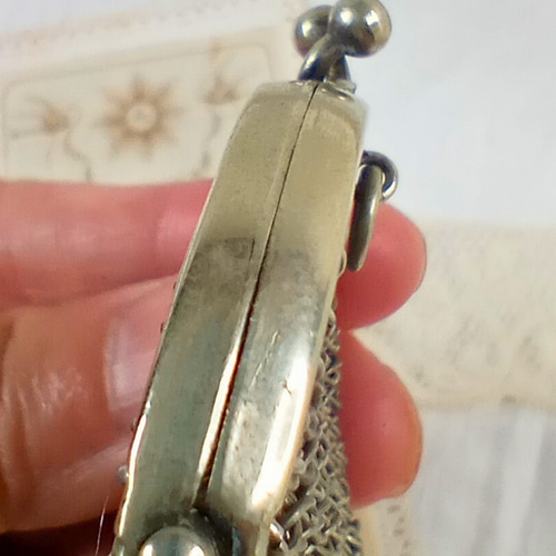 シルバーメタル メッシュコインパース シャトレーン フランス