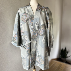 大島紬 着物リメイク 作務衣 白大島 現品限り シルク上衣 その他