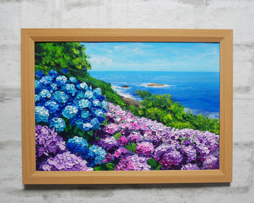 32×41㎝『紫陽花』油彩絵画・原画・F6 32×41㎝『紫陽花』油彩絵画
