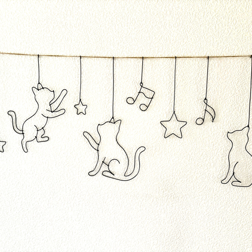 ワイヤークラフト ワイヤーアート 猫ちゃん ガーランド ガーランド