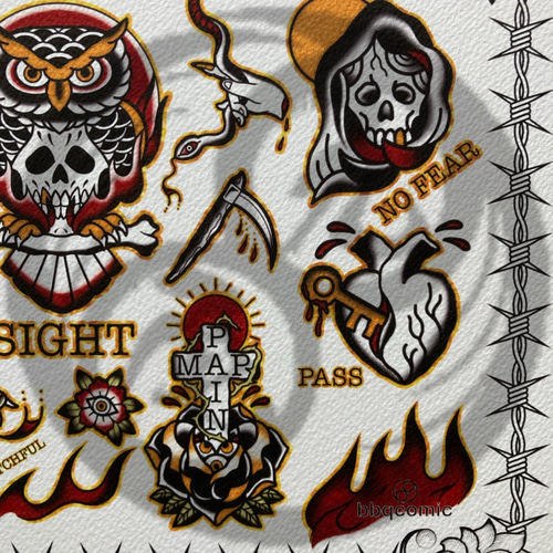 Tattoo Flash アメトラ タトゥー デザイン A4 フレーム付き｜尾九