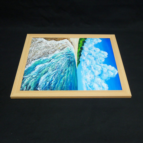 油絵 油彩 油彩画 絵 絵画【真夏の海と砂浜】 絵画 HR 通販 19519248