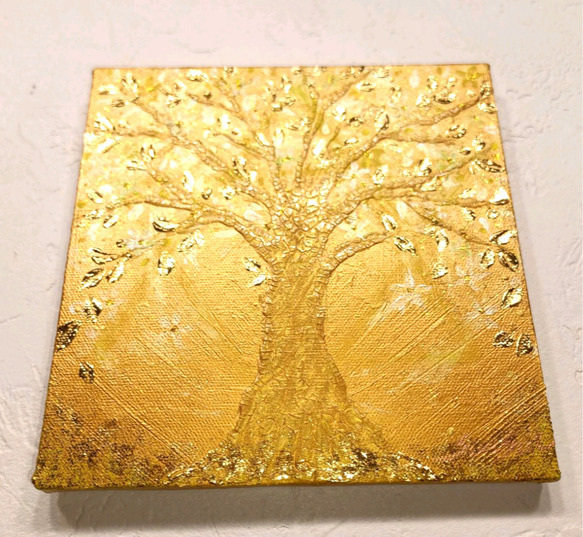 風水吉祥絵画◇金箔光金のなる木〜六芒星〜招財樹 ウェルカムゴールド