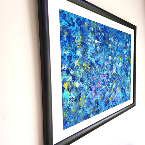 石垣の海に生きた証 / 抽象画 46×63㎝ A2 額縁セット 原画1点のみ