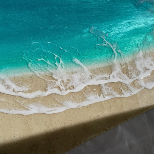 受注制作」エメラルドグリーンのオーシャンアート 海レジンBIGパネル