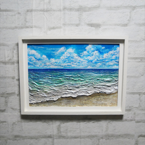 油絵 油彩 油彩画 絵 絵画【夏の砂浜の海】 絵画 HR 通販 19549793
