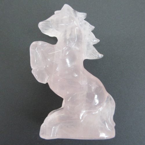 No.CR-362 天然石 ＜彫刻置物＞ ローズクォーツ 馬 196g 天然石