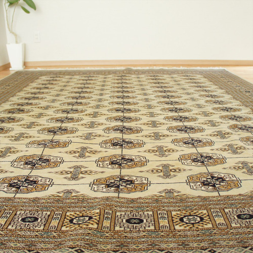 パキスタン絨毯 ハイクオリティ 252x205cm 手織り ボハラ柄 カーペット
