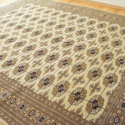 パキスタン絨毯 ハイクオリティ 252x205cm 手織り ボハラ柄 カーペット