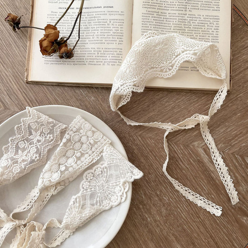 アンティーク風レースボンネット（ベビーヘッドアクセサリー） 帽子