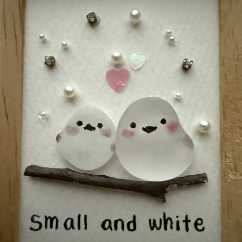 シーグラスアート シマエナガ5 「白い恋人」 イラスト kanny-mac 通販