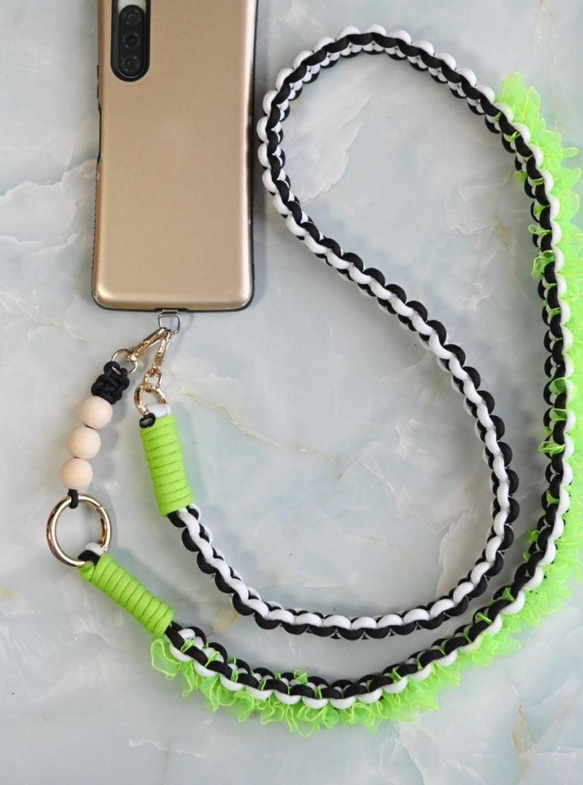 オーダー用見本】パラコード ショルダーストラップ 推しカラー 黄緑