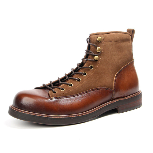 NEW!【レトロ感たっぷり】牛革×スエードミックス|ブラウンワークブーツ