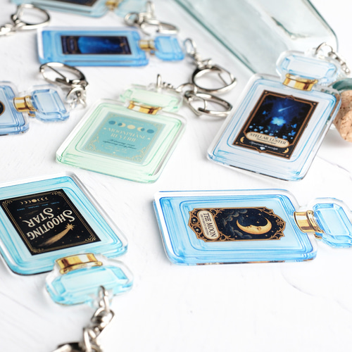 星空香水瓶 ダイカットアクリルキーホルダー | アクキー キーホルダー